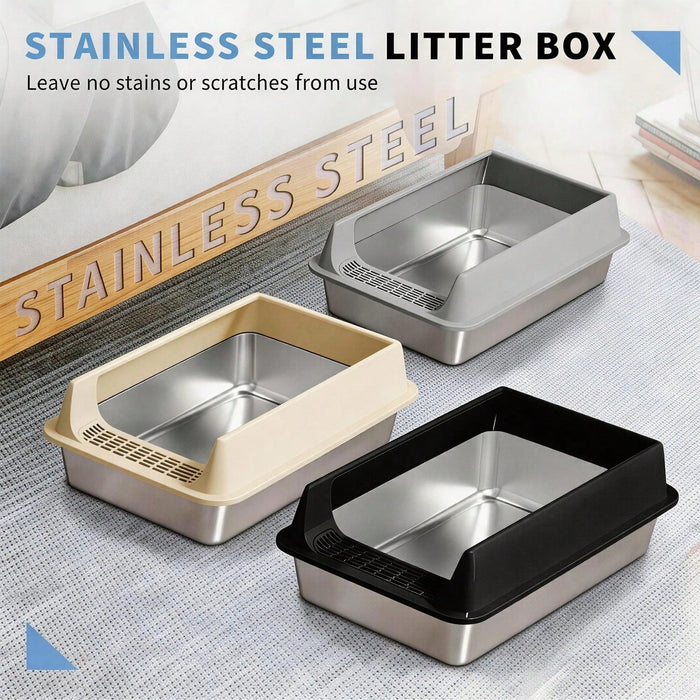 Stainless Steel Cat Litter Box – High Sides